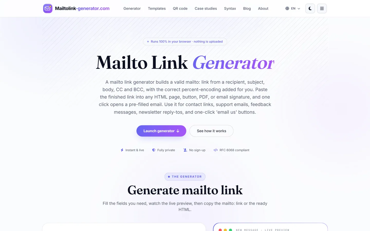 Mailto Link Generator website
