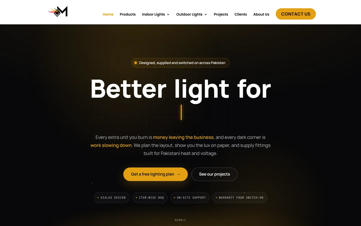 Multi Lights Vision online store homepage